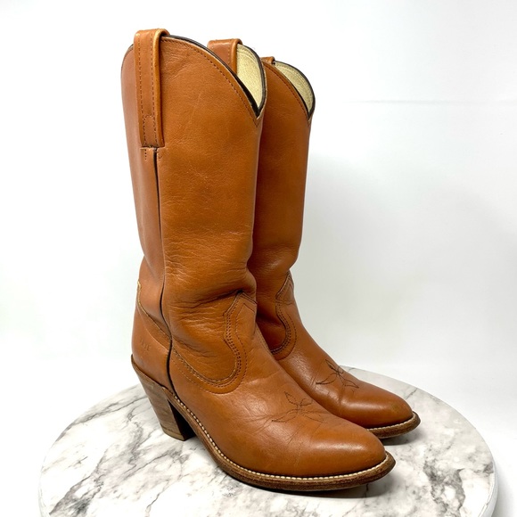 Frye Shoes - VTG Frye Western Boot Brown Leather Bohemian Rodeo Equestrian Classic Ranch Boho